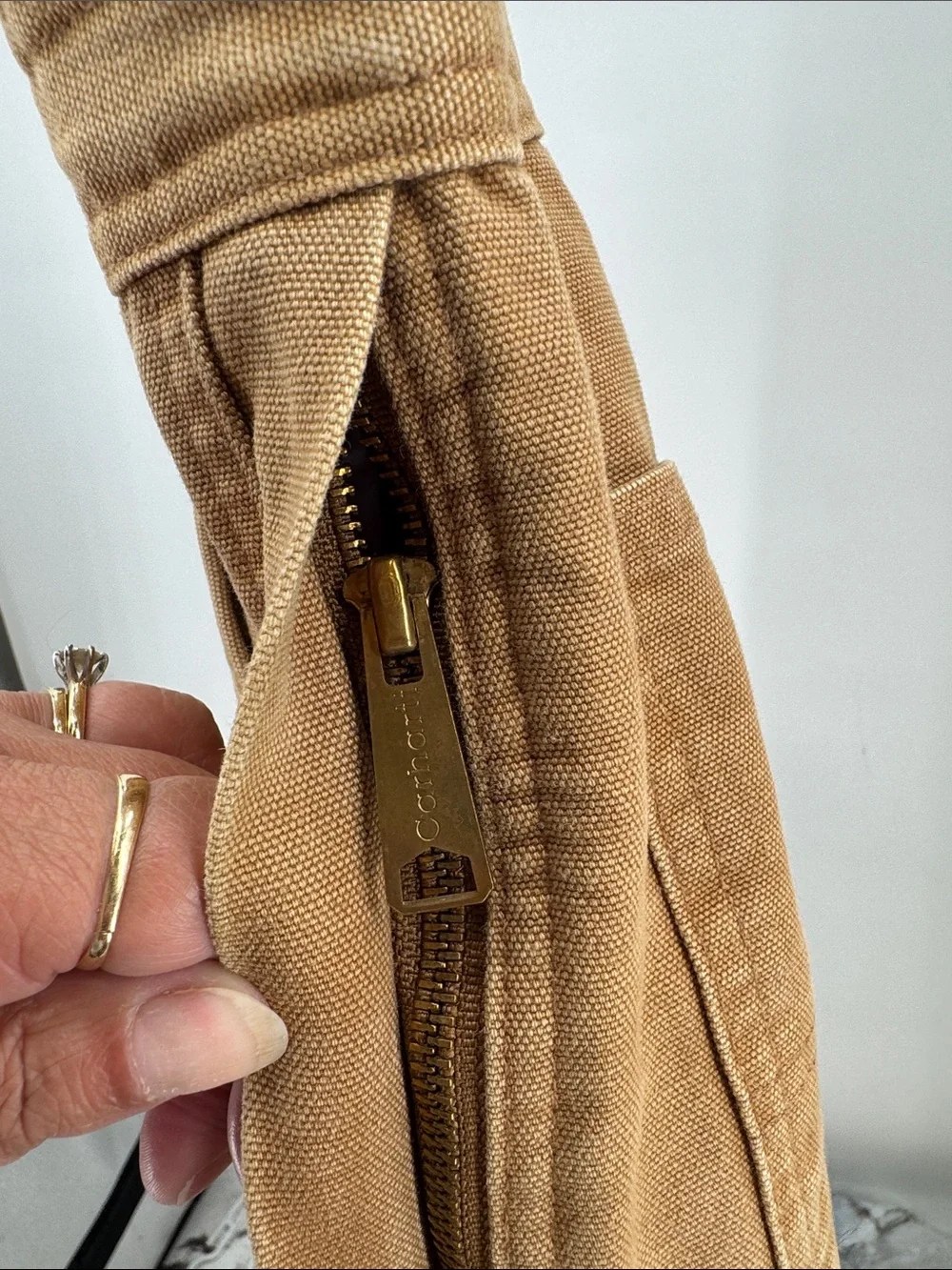 VTG CARHARTT QUILT LINED OVERALLS 36x34 ZIP side INSULATED BIB BROWN double knee
